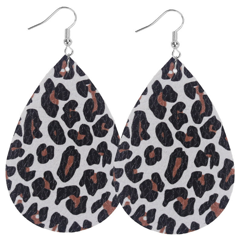 Wholesale 2pairs/pack Cow Print Leopard Print Tiger Print Double Sided Print Leather Earrings