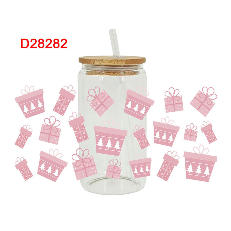 Wholesale Colorful Gift Christmas Tree 16oz Cup UV DTF Wraps