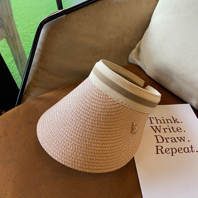 Wholesale Straw cap with hollow top and no headband Sun protection sun hat