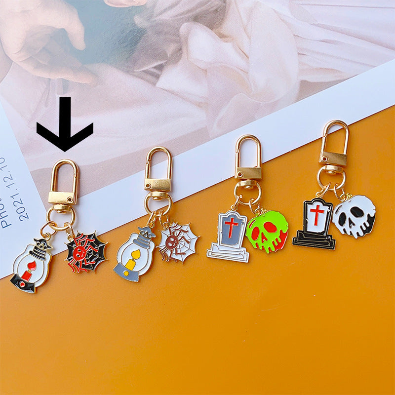 Wholesale Halloween Skull Tombstone Alloy Keychain