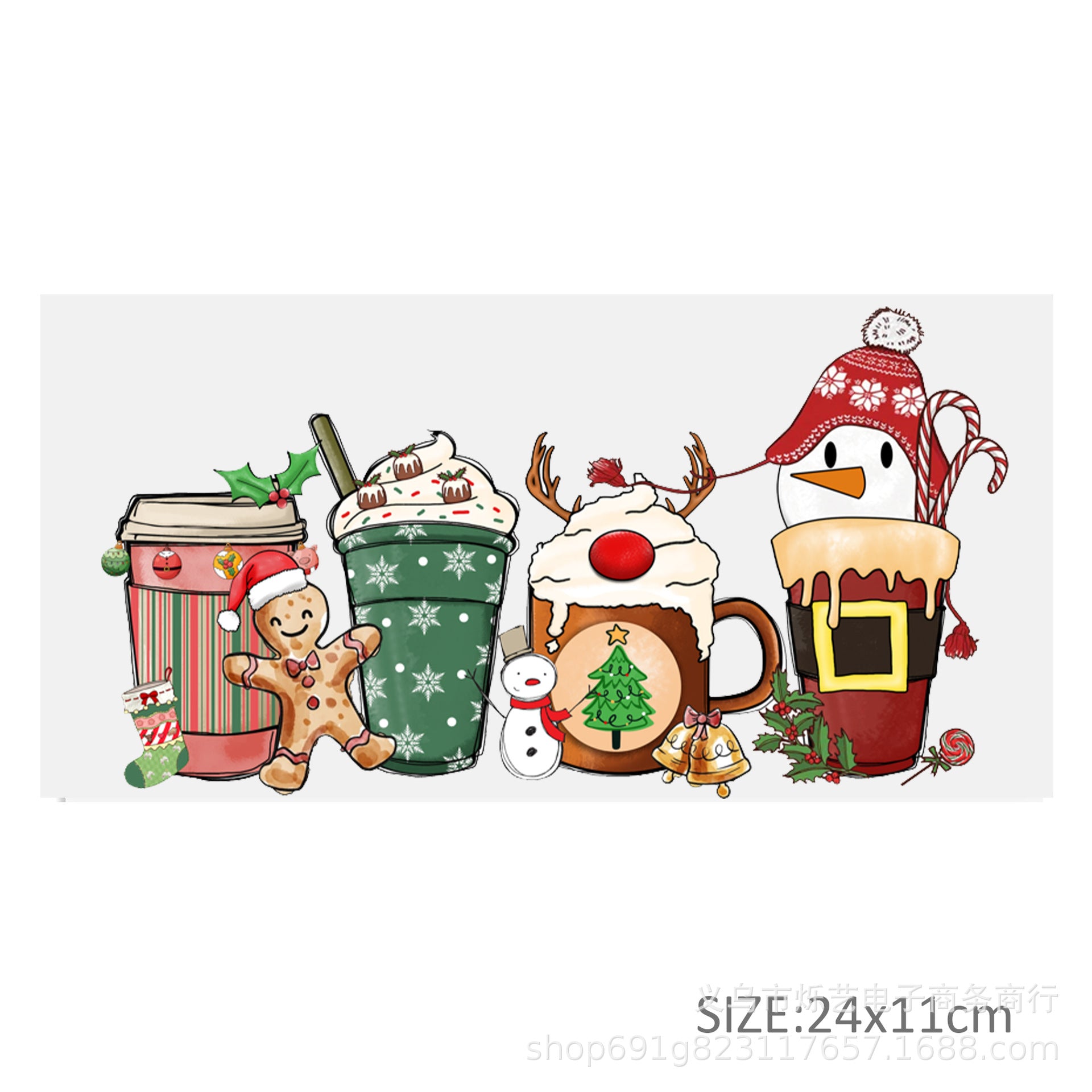 Wholesale Christmas  Snowman Drink  16oz Cup UV DTF Wraps