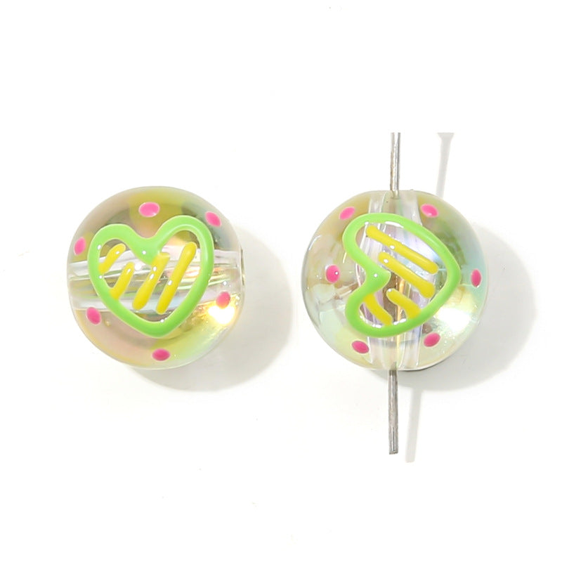 Wholesale  Acrylic Colorful Graffiti Round Beads Rabbit Beads