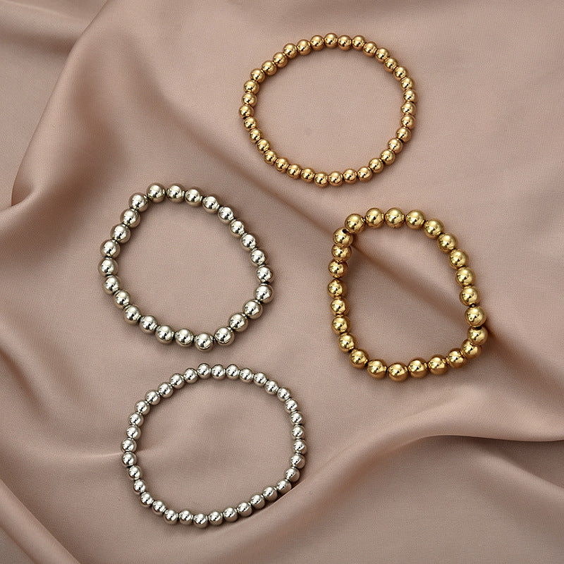 Wholesale All-match 4/5/6/8mm Beads Couple Beach Style Geometric Elastic Bracelet Set