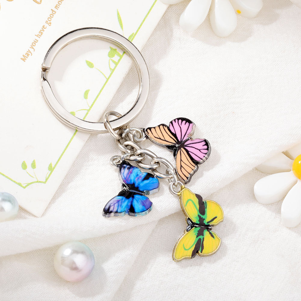 Wholesale Alloy Colored Drip Oil Butterfly Keychain