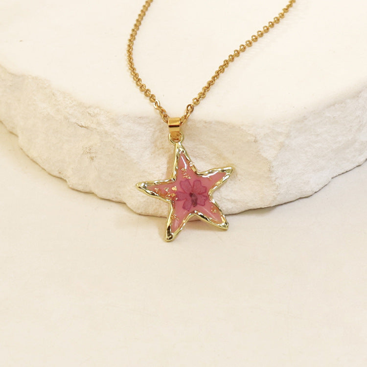 Wholesale 6pcs Real Flower Dried Flower Pendant Immortal Flower Colorful Epoxy Real Flower Necklace