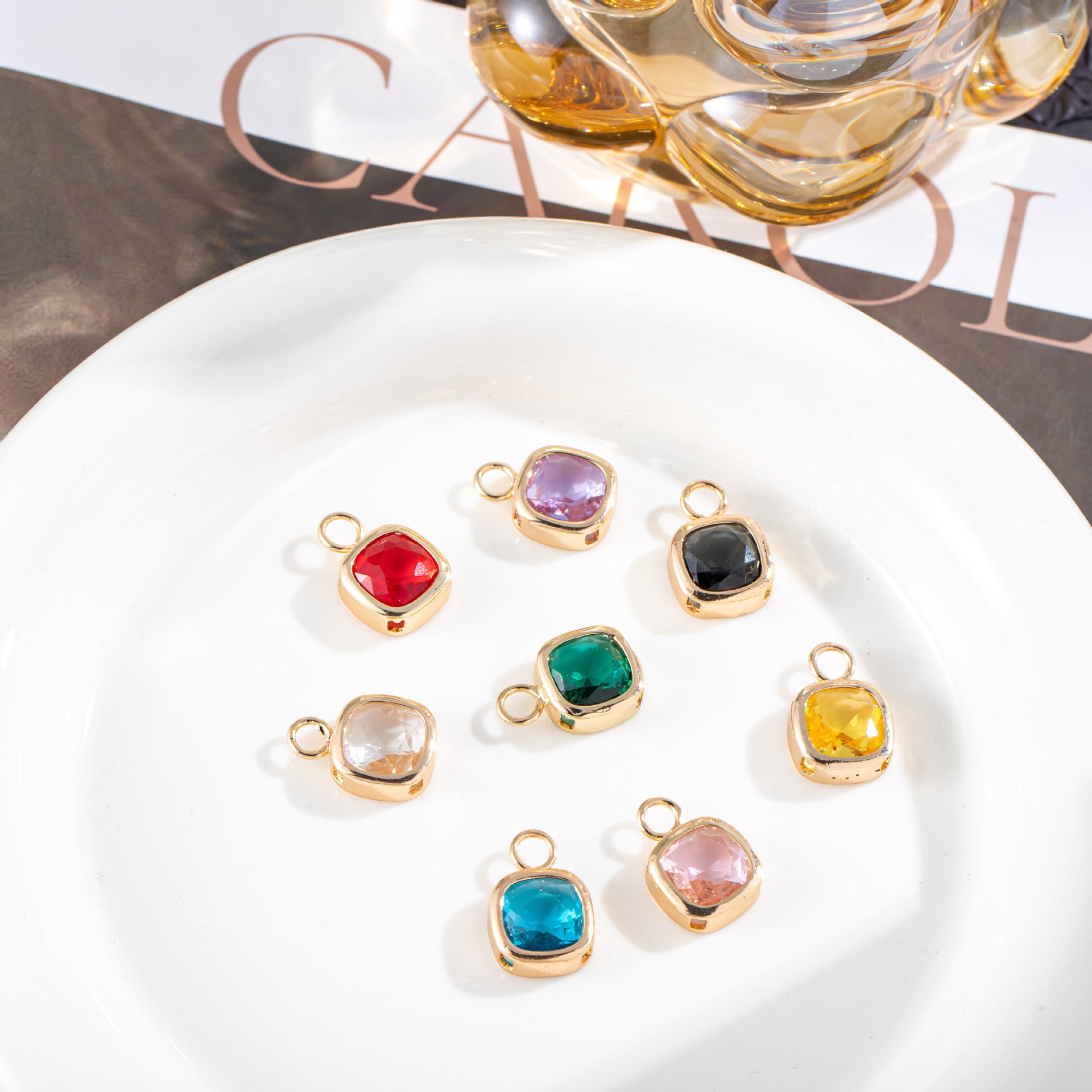 Wholesale Crystal Sugar Cube Pendant Accessories