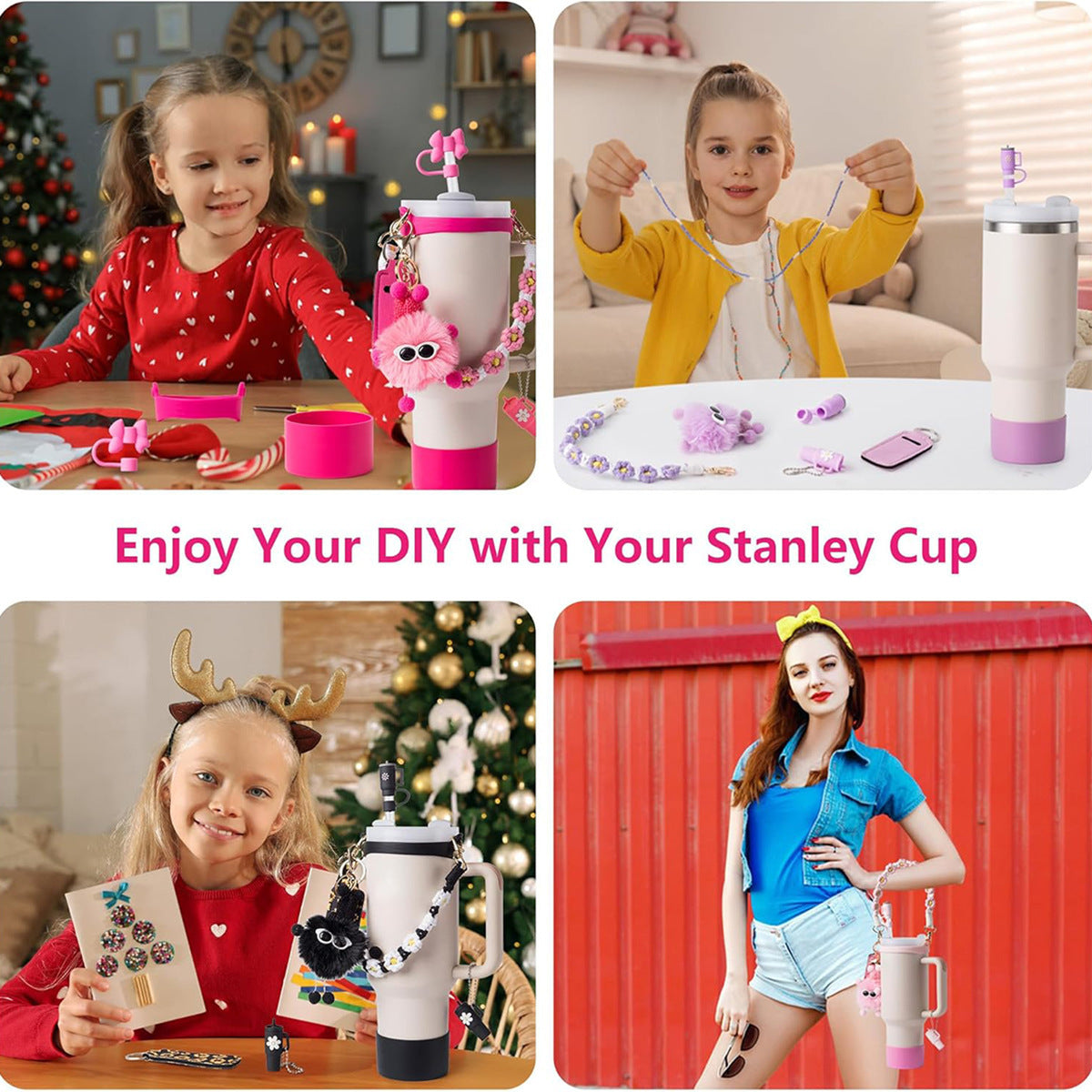 Wholesale Cup cover straw cap keychain plush elf cup accessories