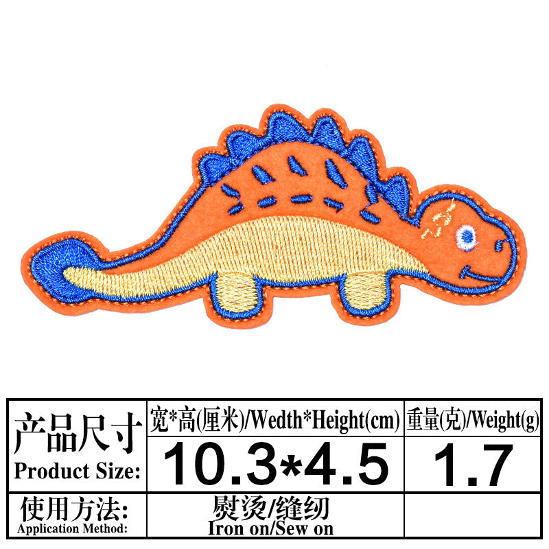 Wholesale Trendy Embroidered Fabric Patches 12 Pack Dinosaur Cartoon Animal Sew On Clothing Decorative DIY Patches For Resale
