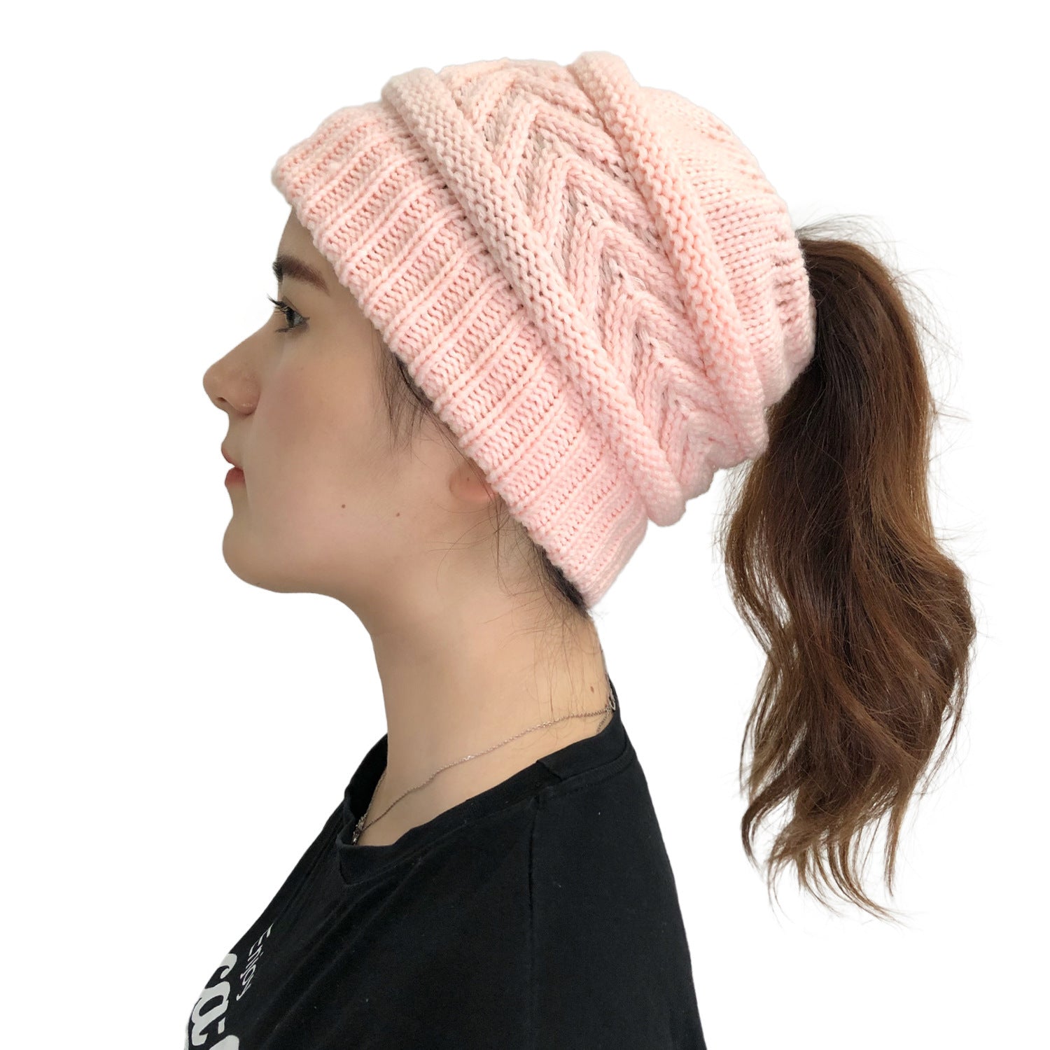 Wholesale Autumn and Winter Beanie Hats for Women Arrow Ponytail Beanie Knitted Elastic Hat