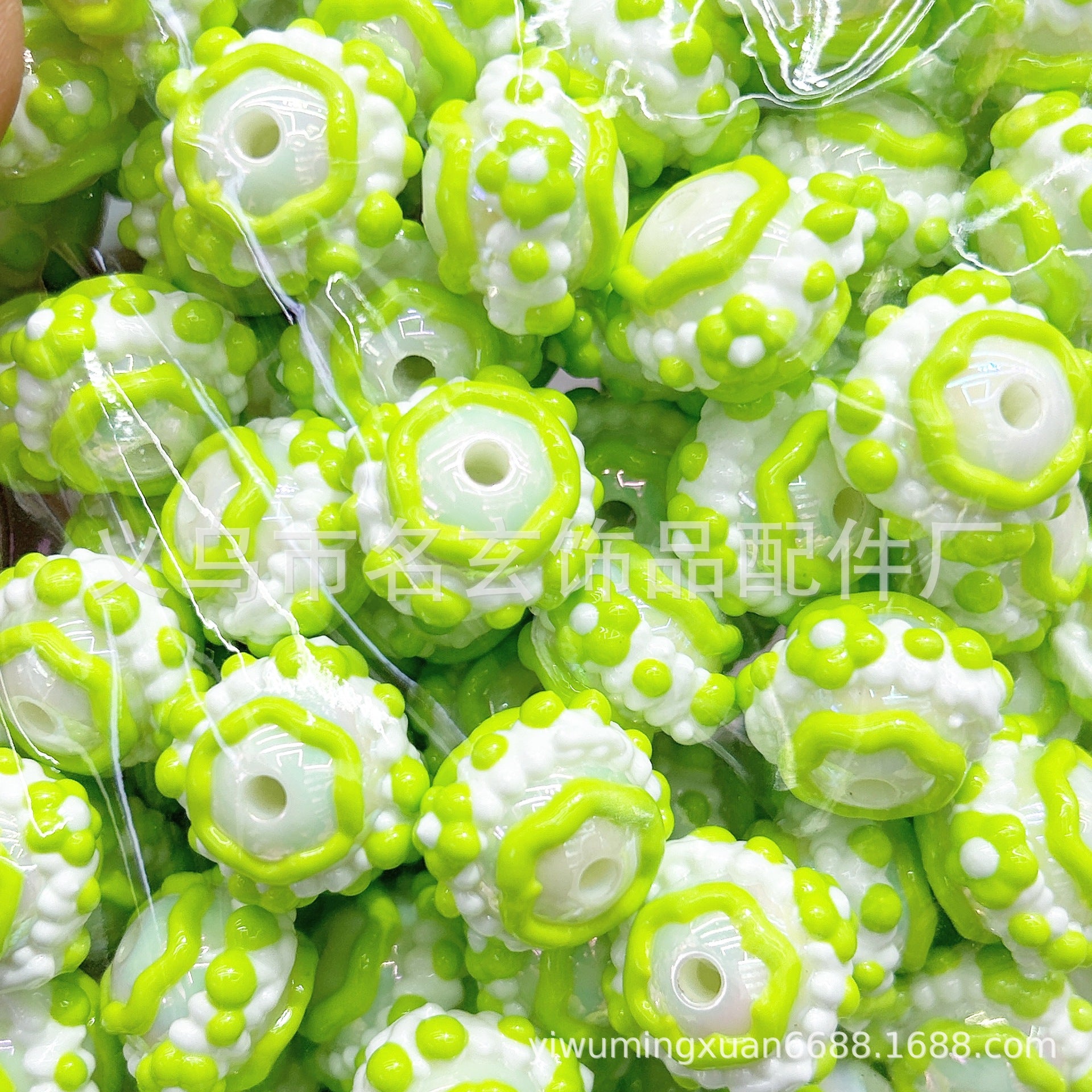 Wholesale 200pcs/pack  Acrylic two-color heavy oil hand-painted beads Acrylic Beads