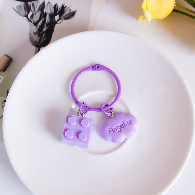 Wholesale Plastic Building Block Cloud Keychain