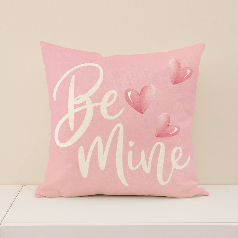 Wholesale Pink Suit Valentine' s Day Pillow Cover  Linen Letter Print