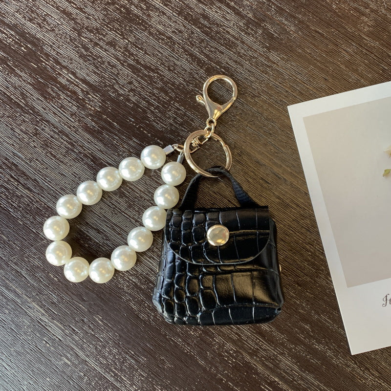 Wholesale Pearl Car Handmade Mini PU Leather Keychain