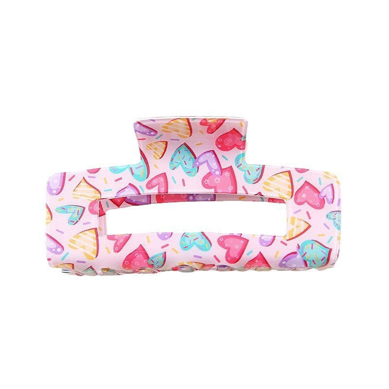 Wholesale Acrylic Valentine's Day Large Rectangular Cupid Rose Shark Clip Hair Accessories