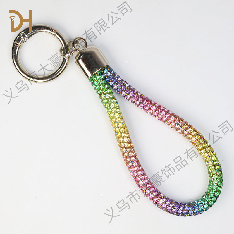 Wholesale Colorful Rainbow Diamond Pendant Rhinestone Keychain