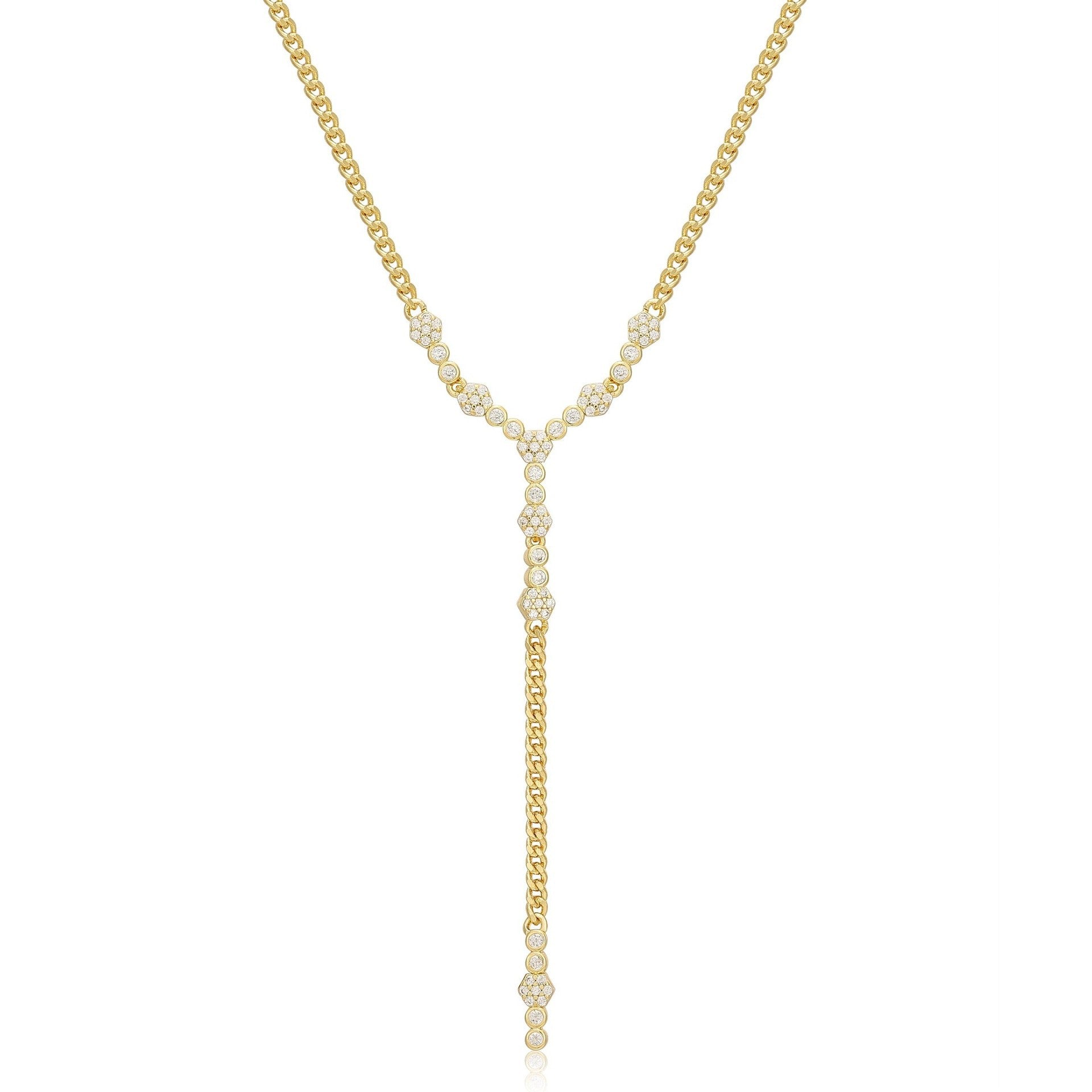 Wholesale 18k Gold-plated Titanium Steel Tassel Zircon Necklace