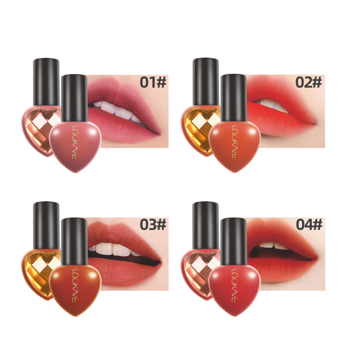 Wholesale Plastic 8 Colors Heart Shape Lip Gloss