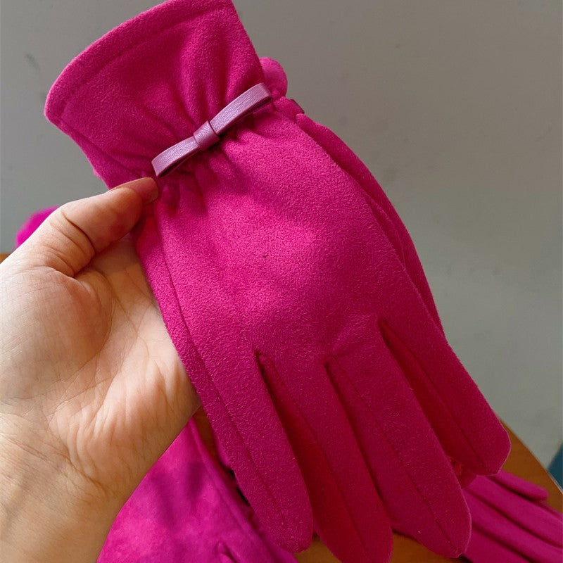 Wholesale Rose Red Series Autumn and Winter Suede Gloves