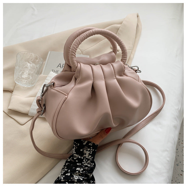 Wholesale Retro cloud pleated solid color versatile women's bag hand-held underarm bag shoulder bag messenger bag