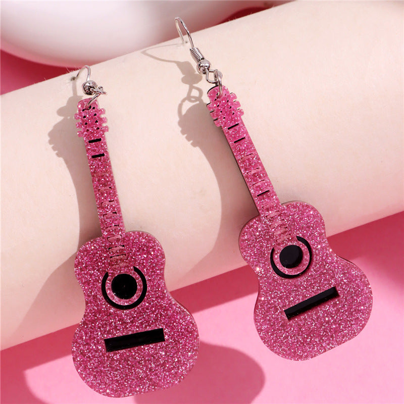 Wholesale Pink Valentine's Day Love Acrylic sequins Flowing Sand Peach Heart Sweetheart Spicy Girl Earrings