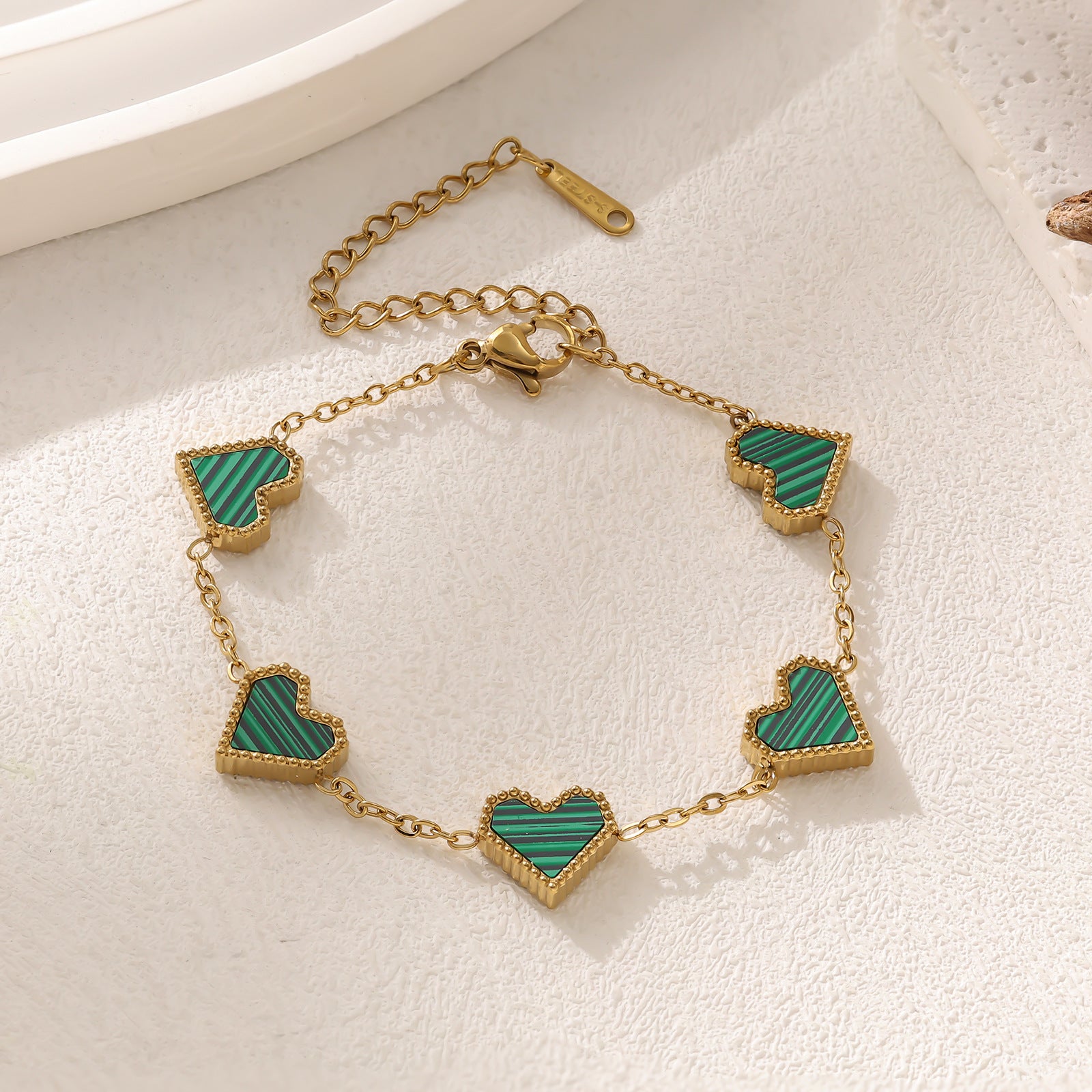 Wholesale Stainless Steel Fritillary Five-flower Peach Heart Bracelet Necklace Earring