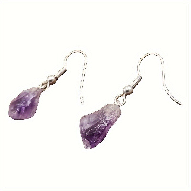 Wholesale Natural amethyst rough stone earrings