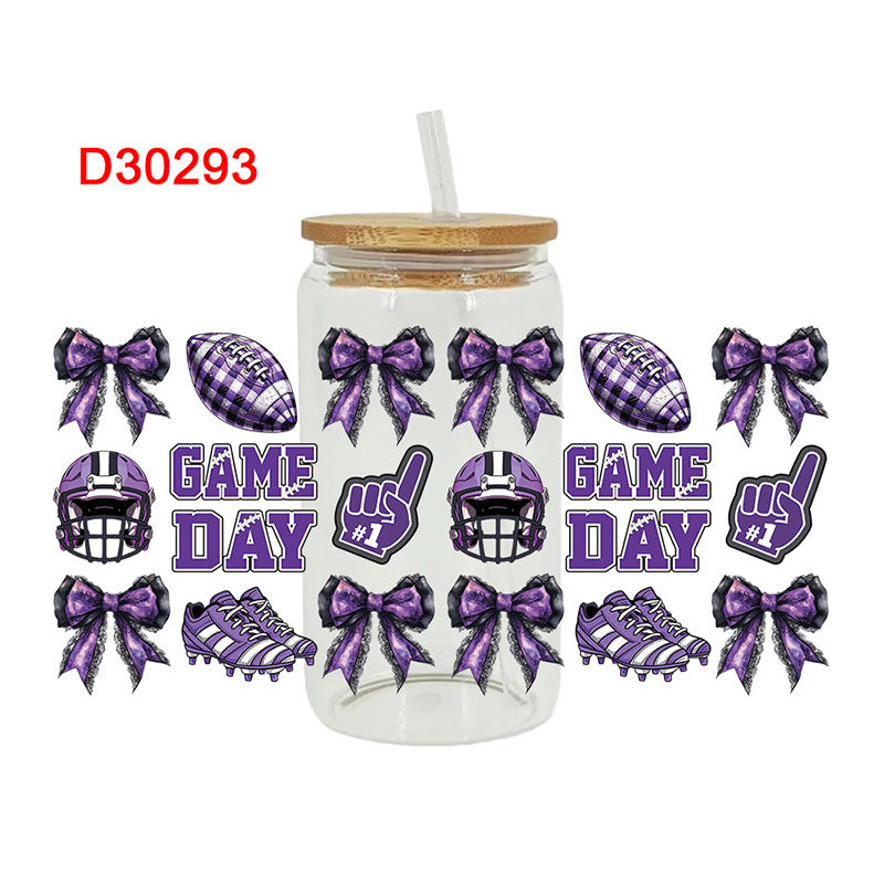 Wholesale Baseball rugby helmet sports 16oz Cup UV DTF Wraps