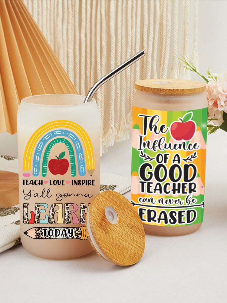 Wholesale Colorful Pencil Rainbow Teacher's Day 16oz Cup UV DTF Wraps