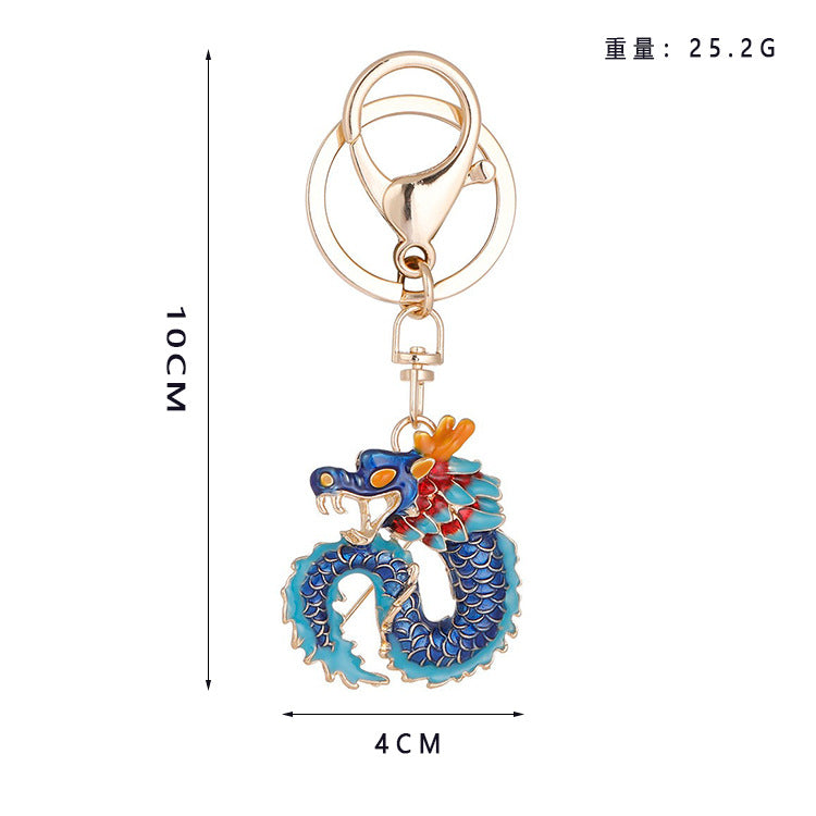 Wholesale Chinese Style Animal Zodiac Dragon Alloy Rhinestone Keychain