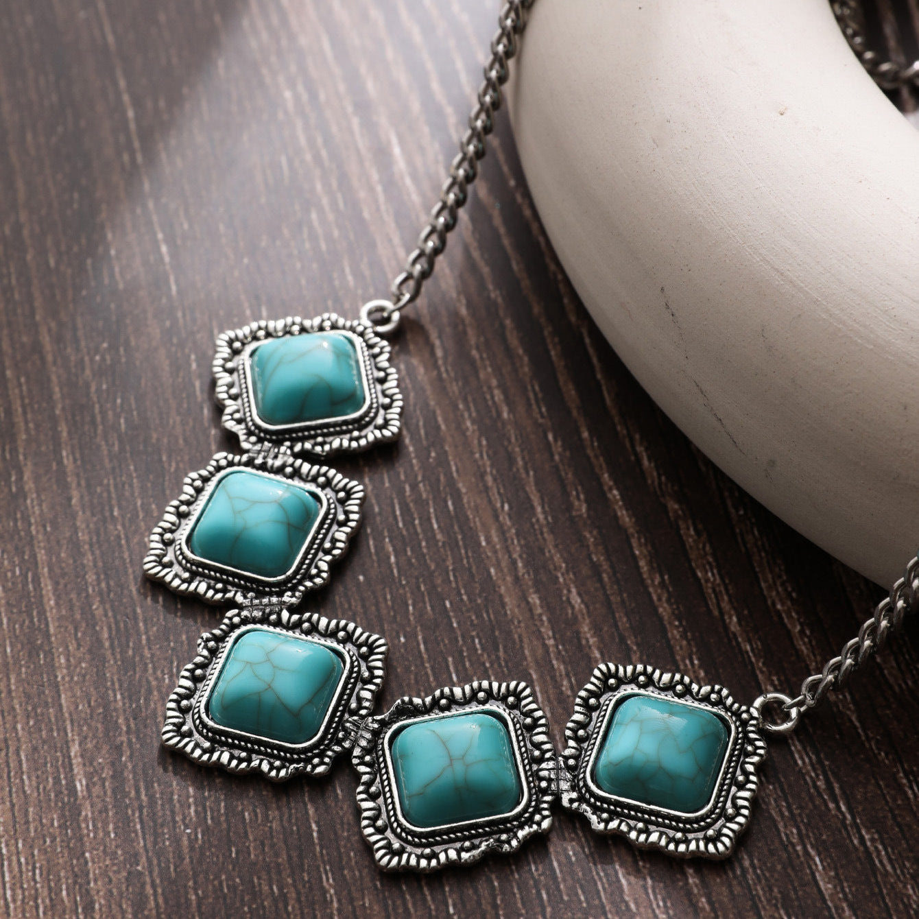 Wholesale Turquoise Alloy Necklace Earrings Set