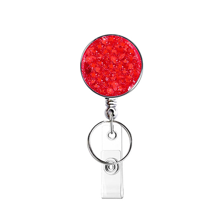 Wholesale UV Electroplated Resin Diamond Glitter Sequins Retractable Keychain