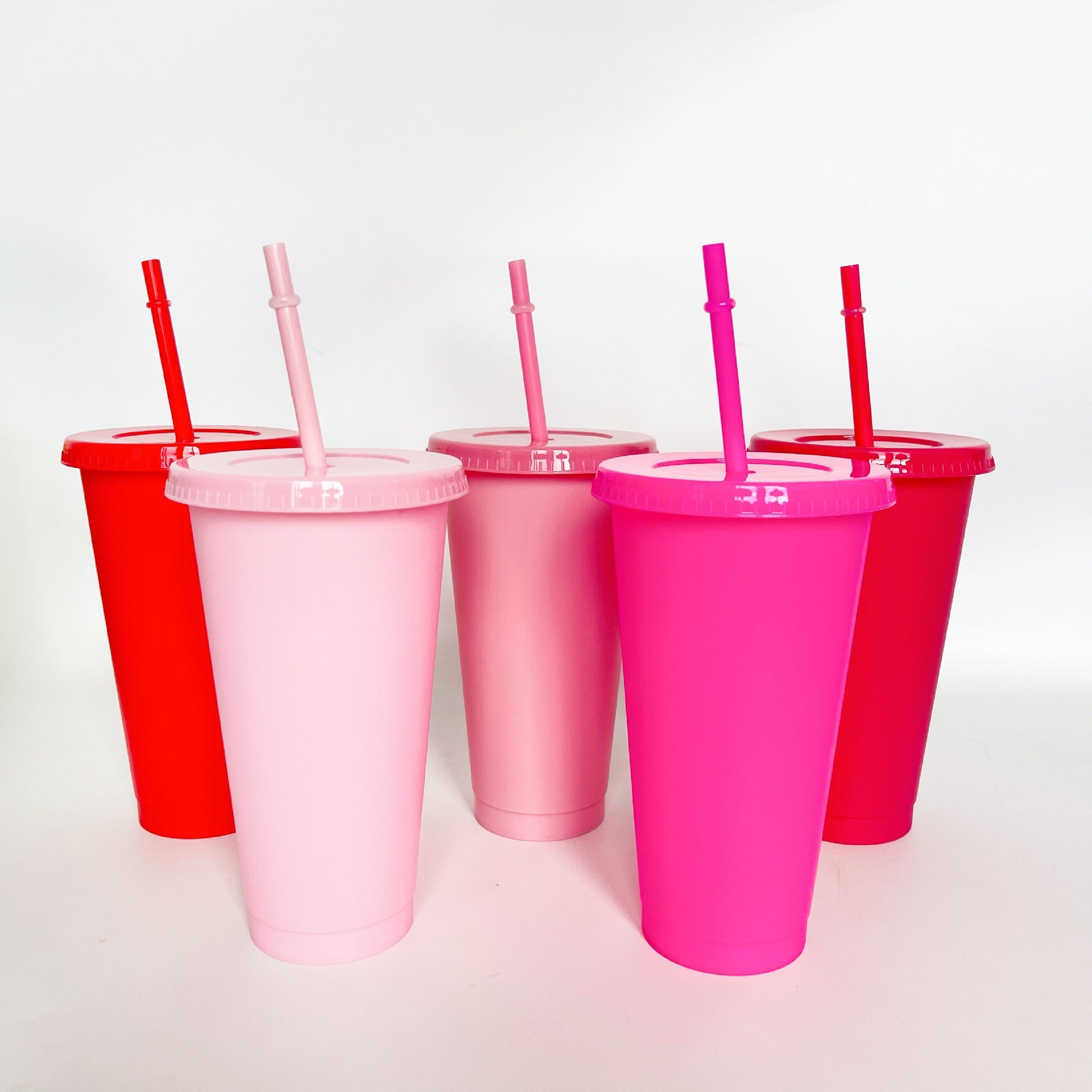 Wholesale 5pcs 24OZ solid color PP plastic large capacity 710ml straw cup