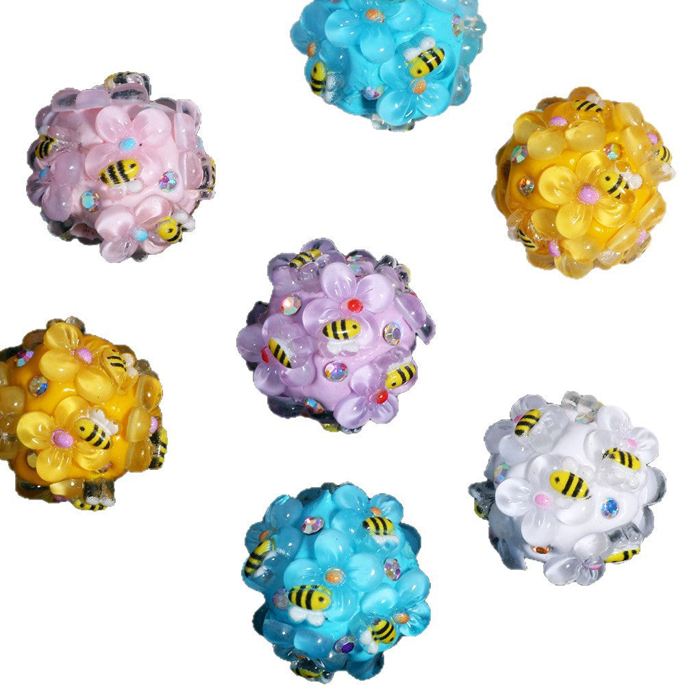 Wholesale 10pcs Polymer clay bee straight hole loose beads beaded DIY accessories