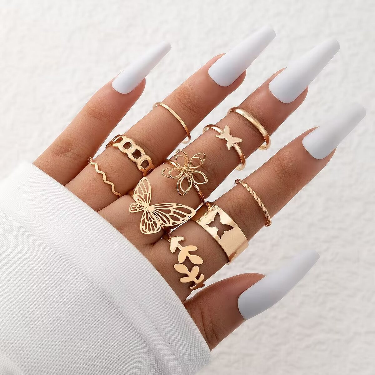Wholesale Cool style multi-piece set of plain rings