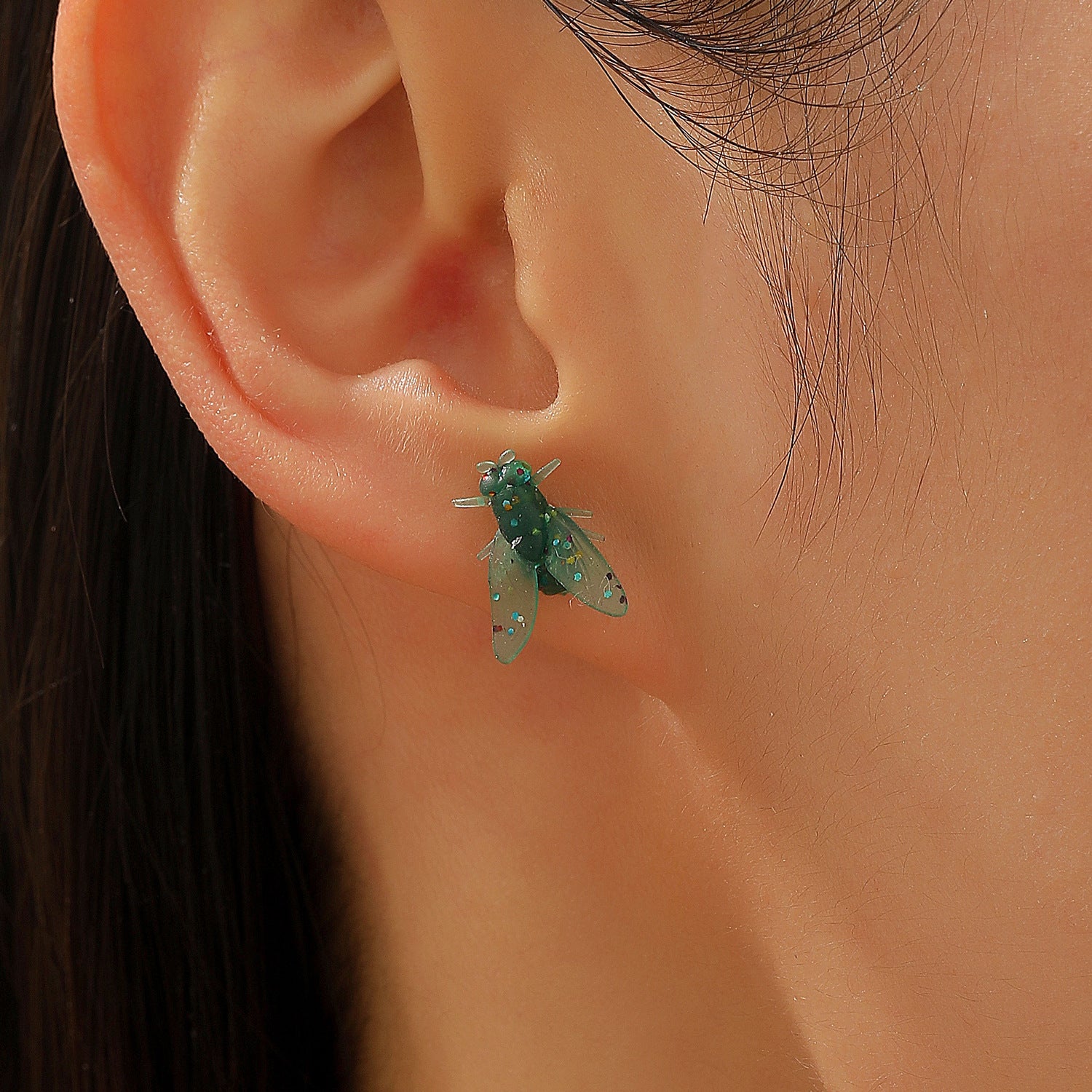 Wholesale Simulated Fly Earrings For Women Resin Funny Prank Insect Jewelry Party Wear
