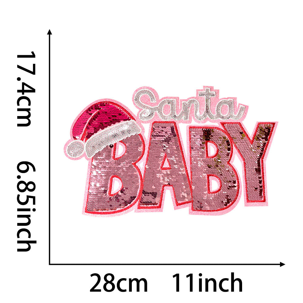 Wholesale Stylish Large Christmas  Patch With Gingerbread OH SNAP Sequin Embroidered Applique For et OLY Exclusive