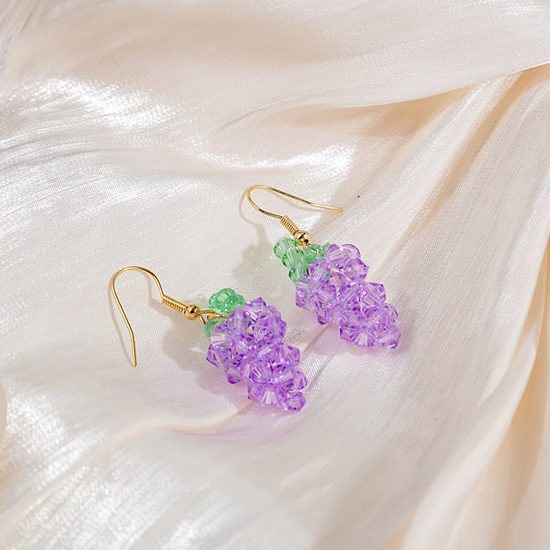 Wholesale Spring and summer colorful flower earrings handmade crystal beaded braided long earrings