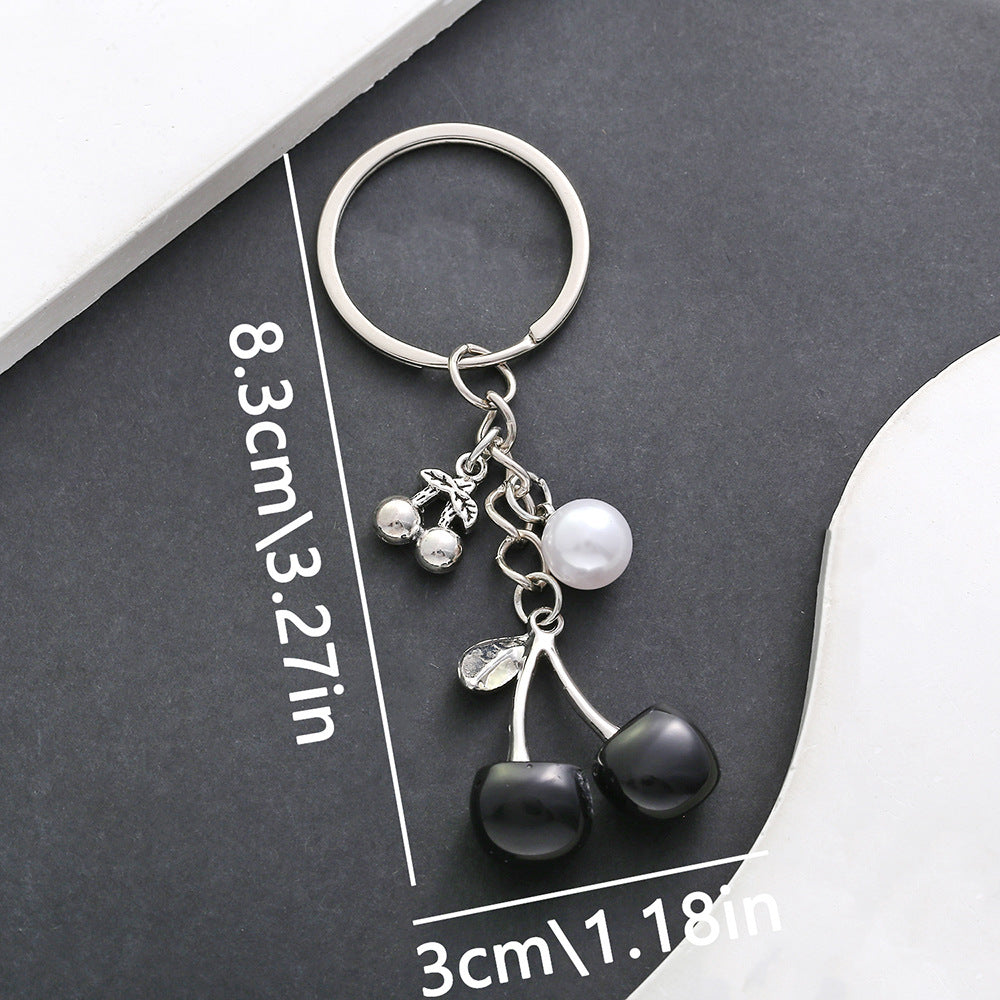 Wholesale pearl red transparent cherry keychain pendant