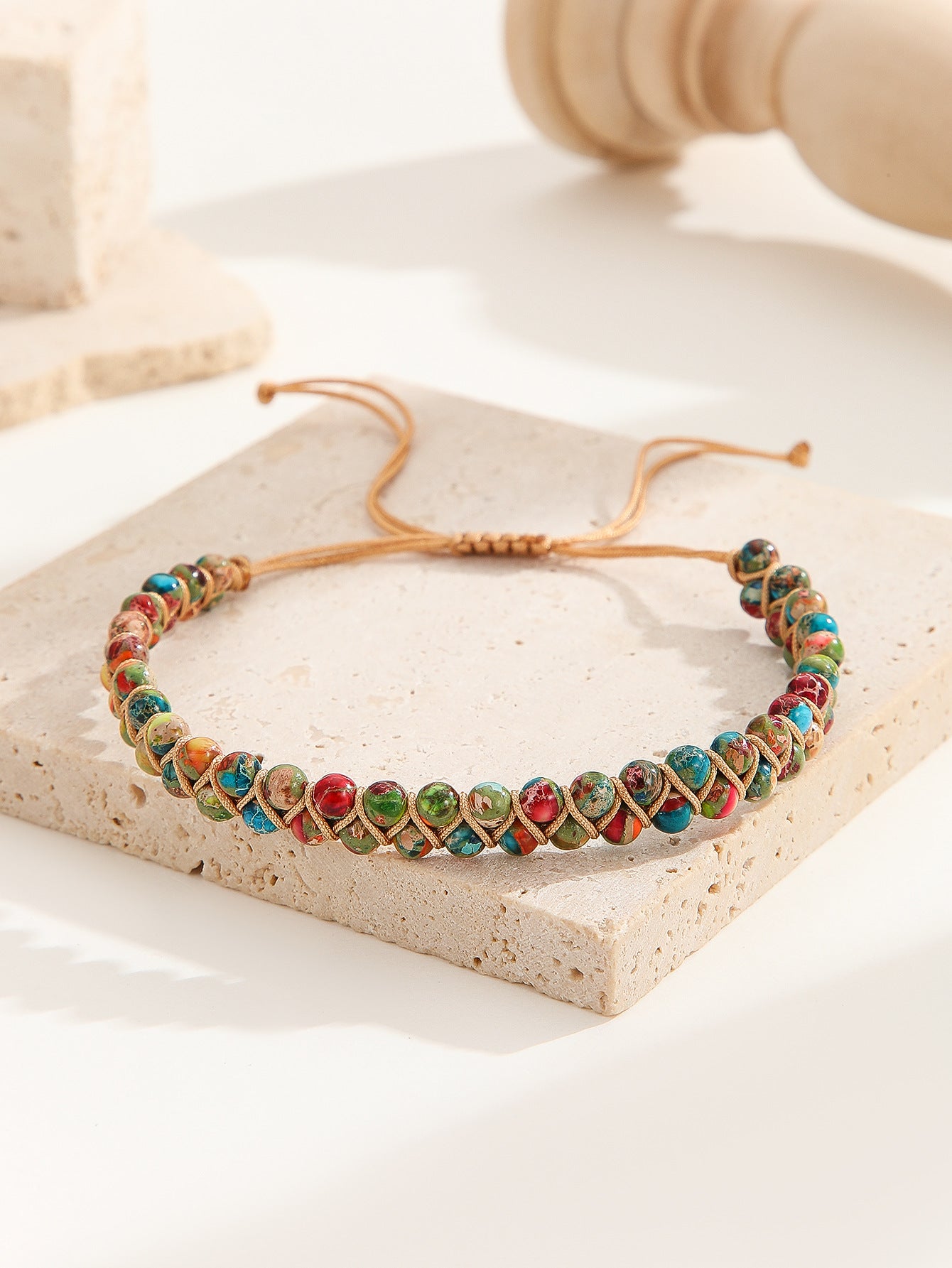 Wholesale Hand Woven Turquoise Natural Stone Double Bracelet