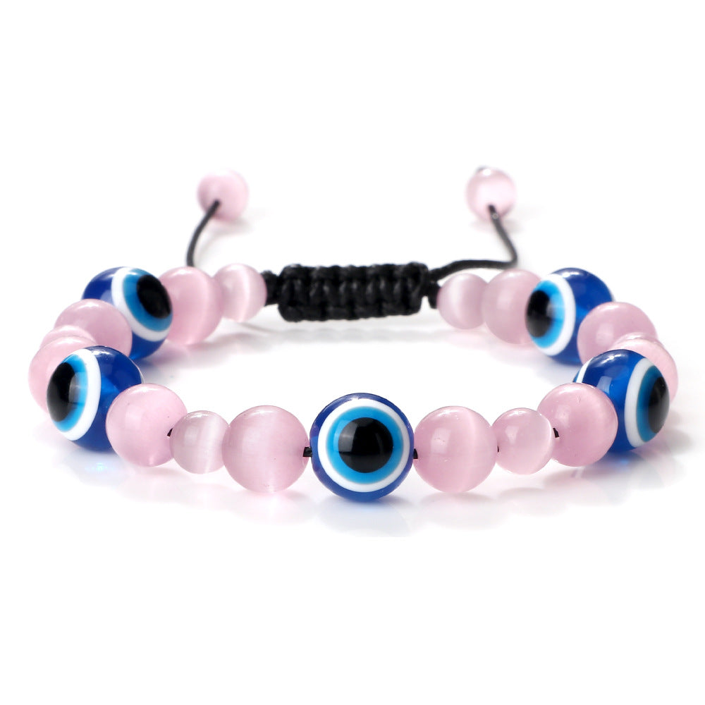 Wholesale  Jewelry Accessories 10mm Volcanic Rock Bracelet Turkey Devil' s Eye Beaded Hand Rope Adjustable