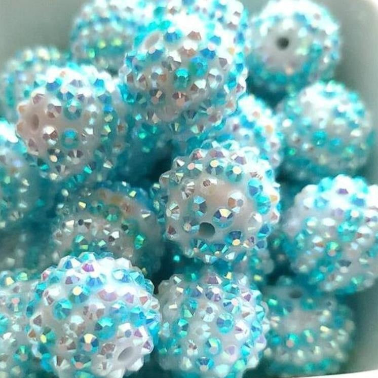 Wholesale 5pcs 16-22MM Resin Blue and White Striped Diamond Beads