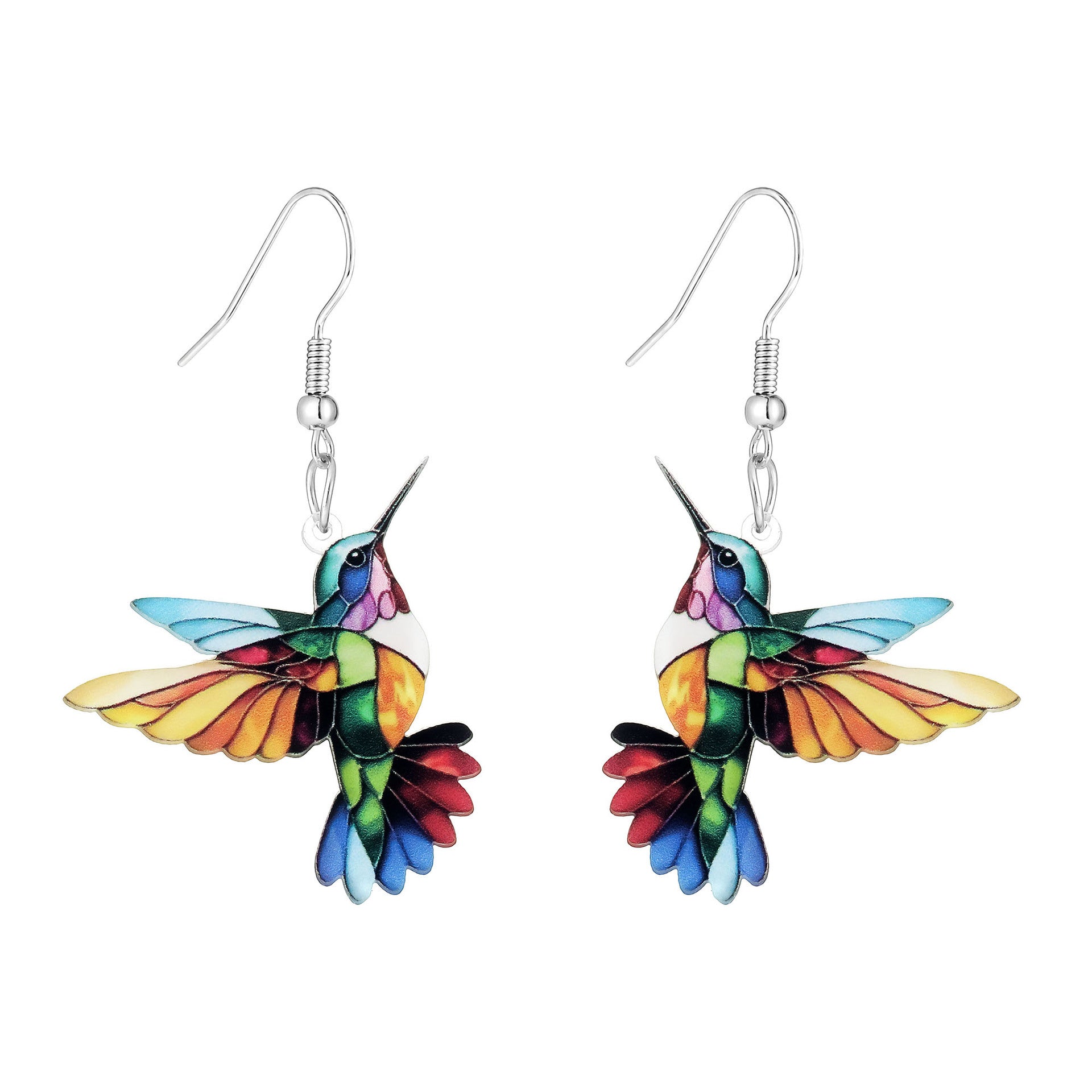 Wholesale Acrylic earrings colorful hummingbird earrings