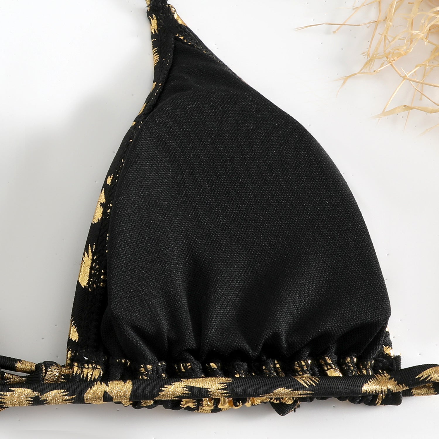 Wholesale Printed leopard triangle open back swimsuit