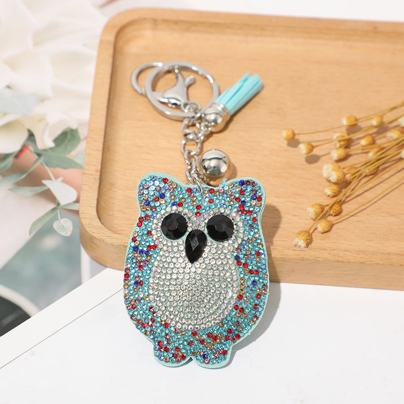 Wholesale 12pcs  cartoon owl rhinestone keychain
