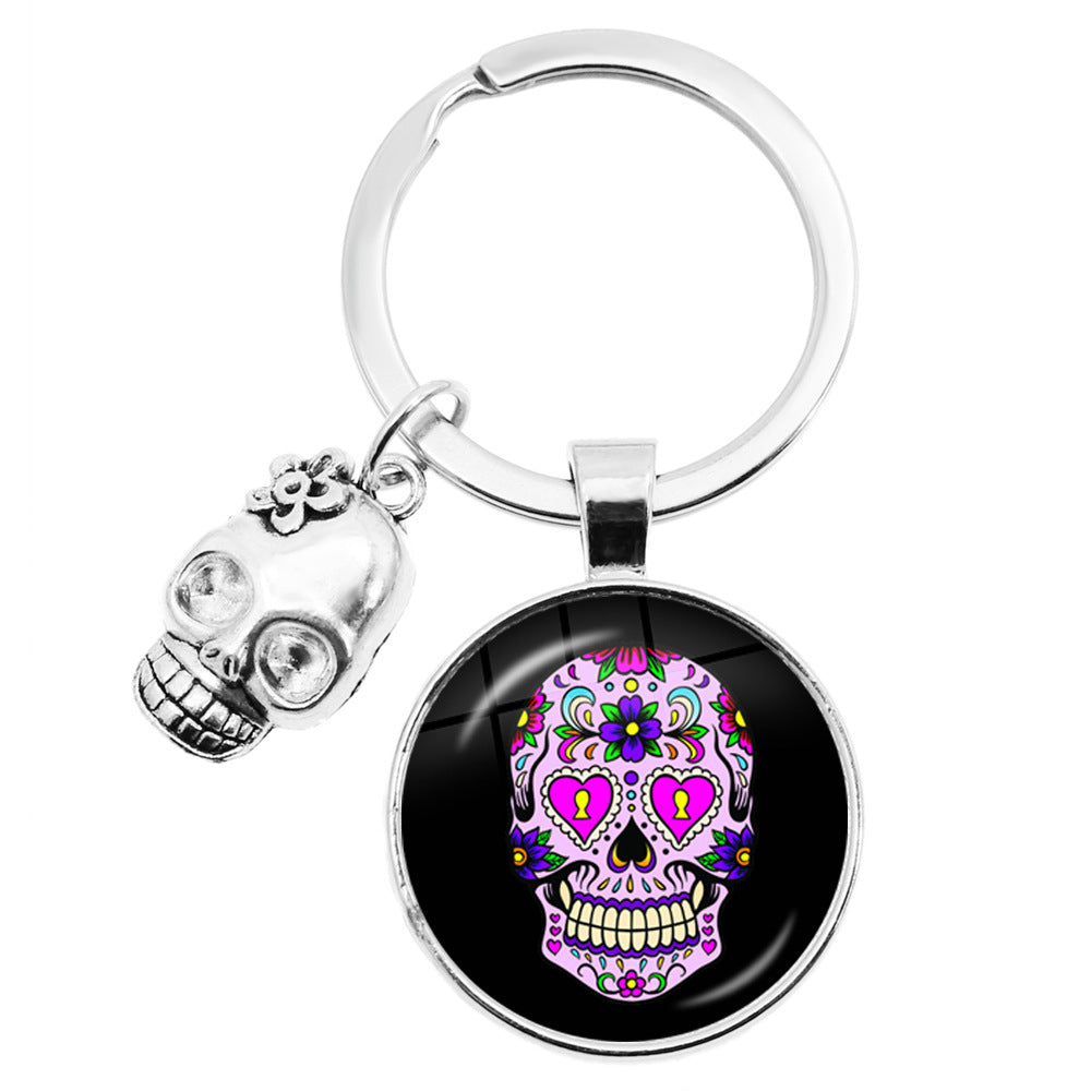 Llavero de calavera de dulces mexicano de aleación de zinc al por mayor