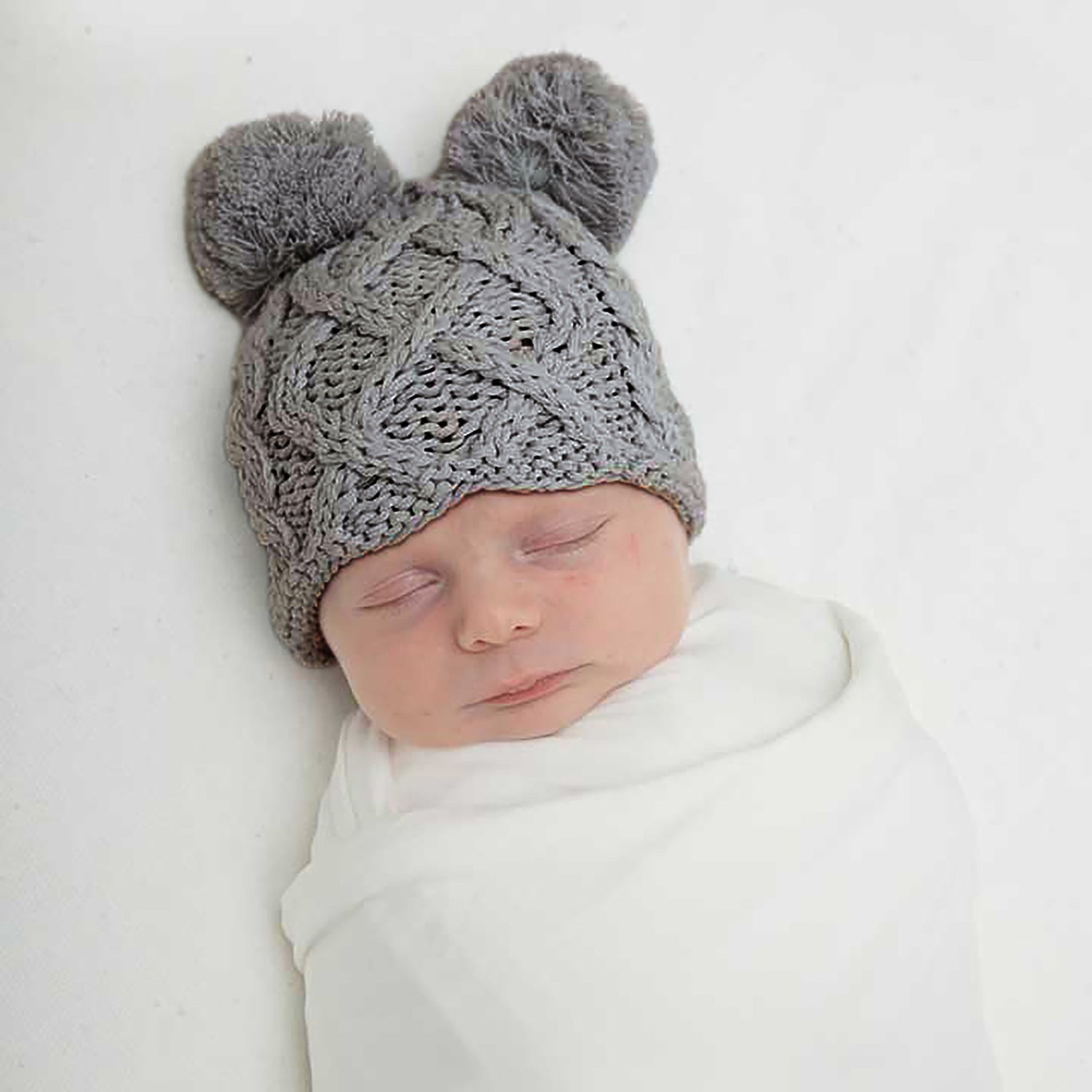 Wholesale Newborn Baby Knitted Double Ball Cap
