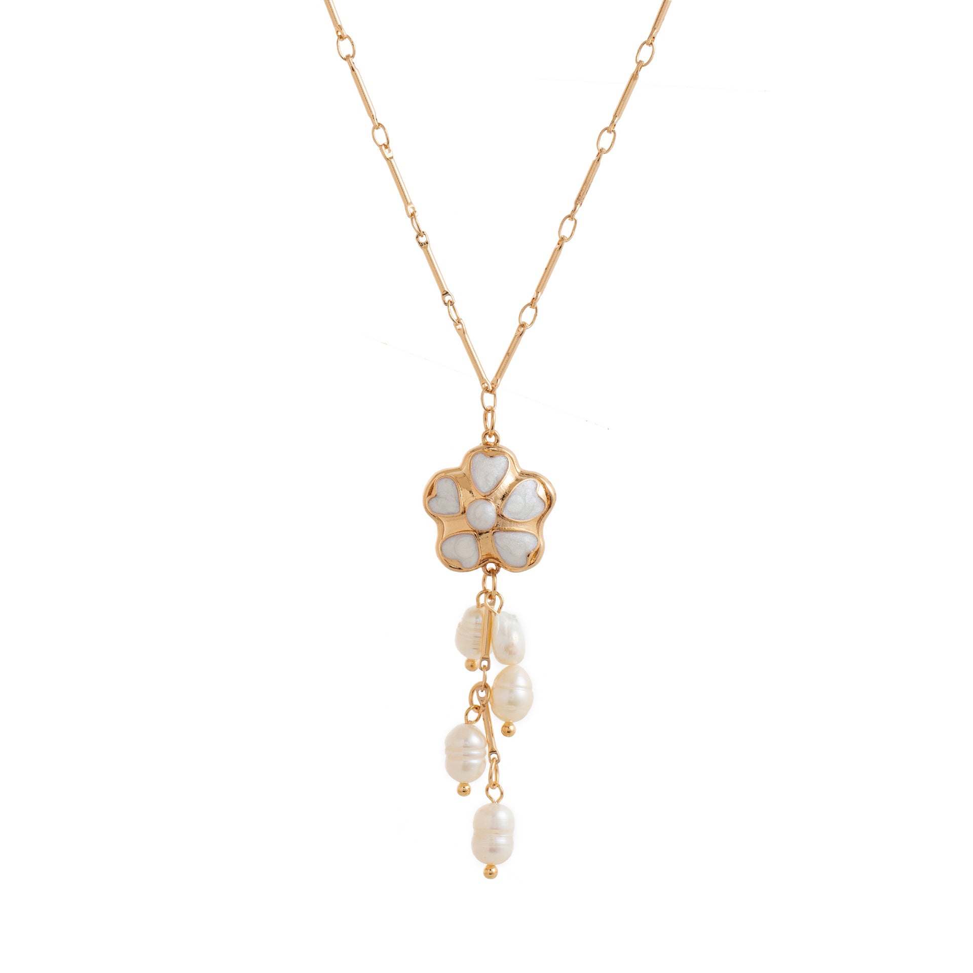 Wholesale Flower Pendant Freshwater Pearl Collarbone Necklace Chic Jewelry For Women Gift Boutique Resale