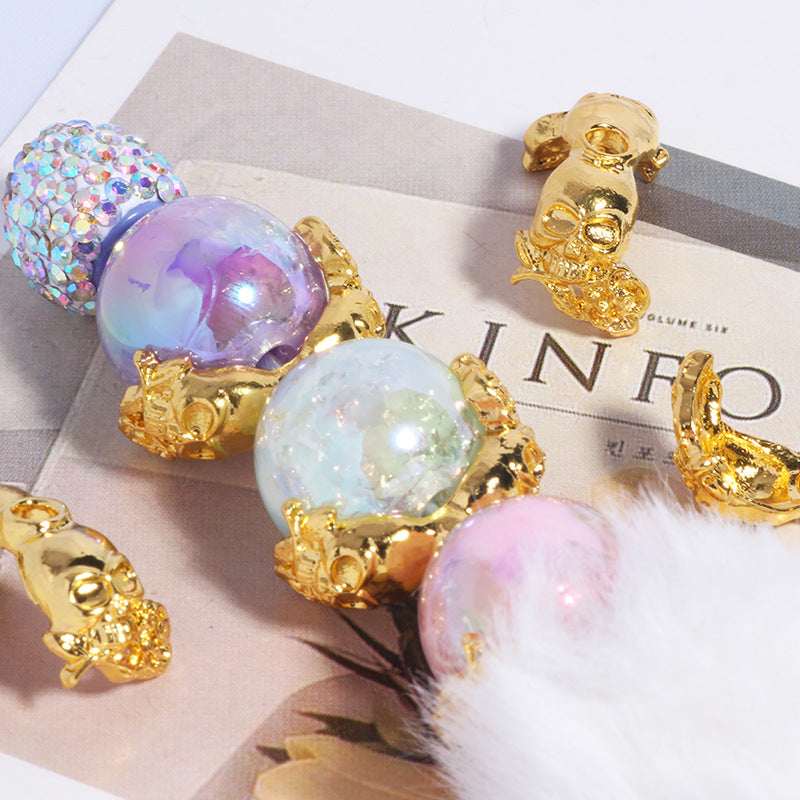 Wholesale 10pcs Skull flower holder DIY spacer beads