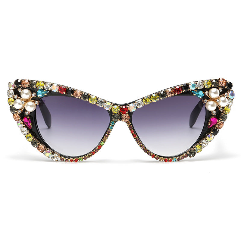 Wholesale Handmade Diamond Fashion Trend Cat Eye Sunglasses
