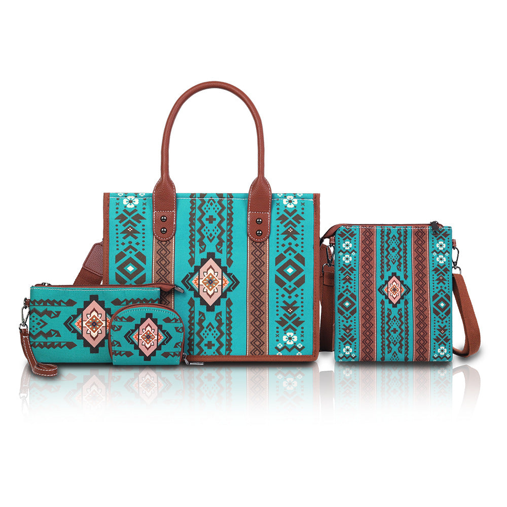 Wholesale Bohemian ethnic style mother-and-child tote bag four-piece set